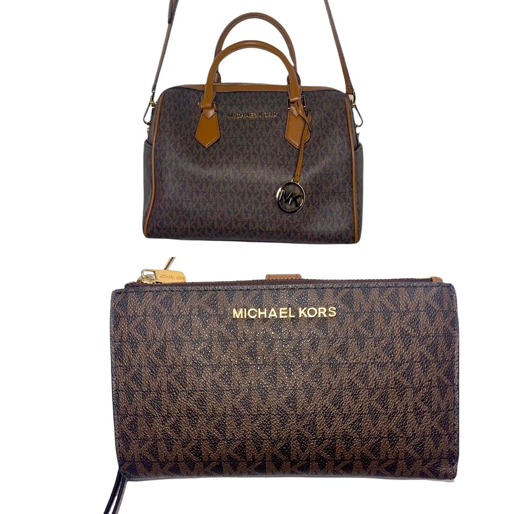 Michael Kors Brown Signature Mk Pattern Duffel Sa… - image 2
